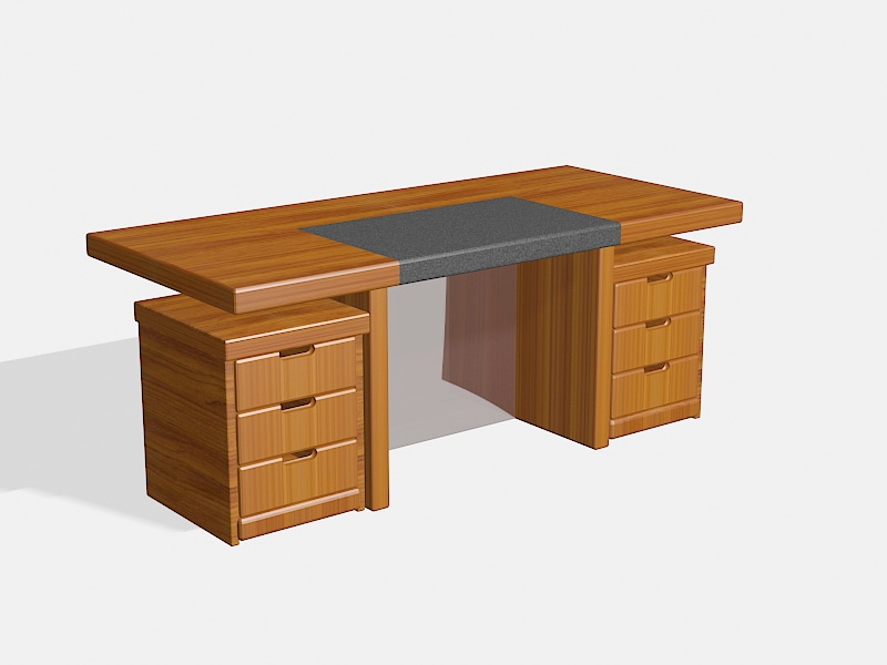 Home Office Desk with Drawers 3d model download — 3D model download