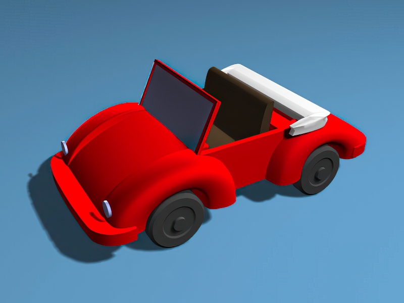 Red Convertible Car Cartoon 3d model download — 3D model download