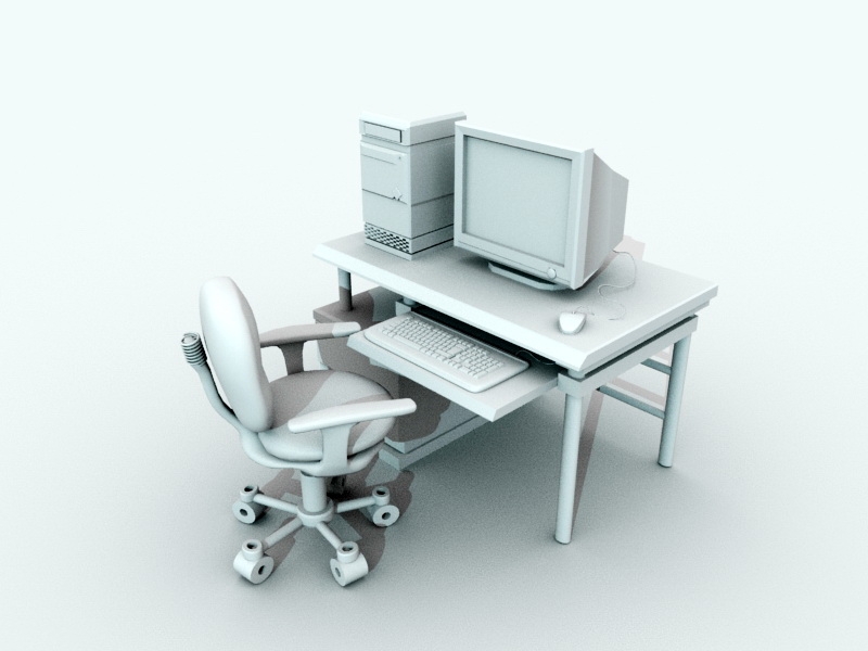 Home Office Desk with Chair and Computer 3d model download — 3D model download