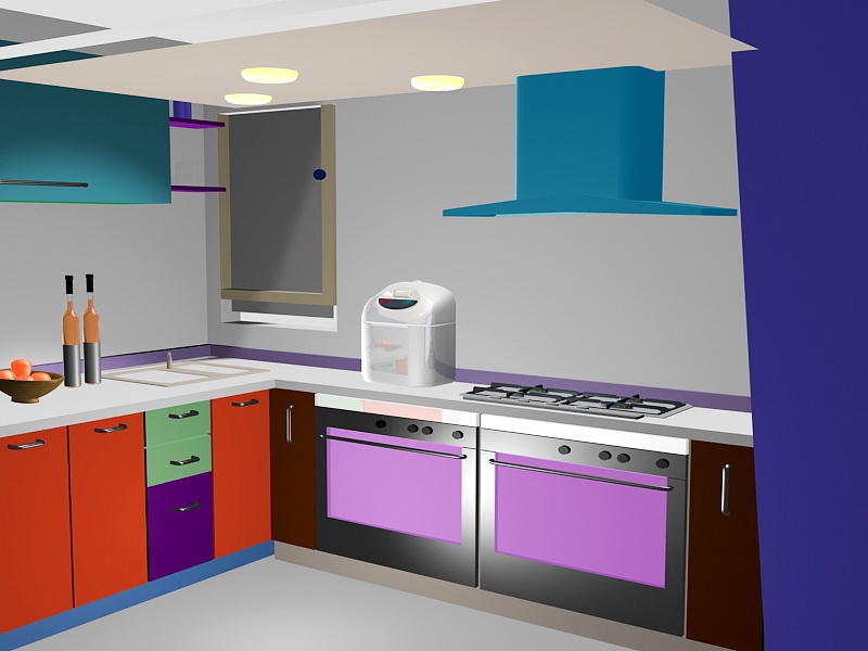 Small L Kitchen Ideas 3d model download — 3D model download