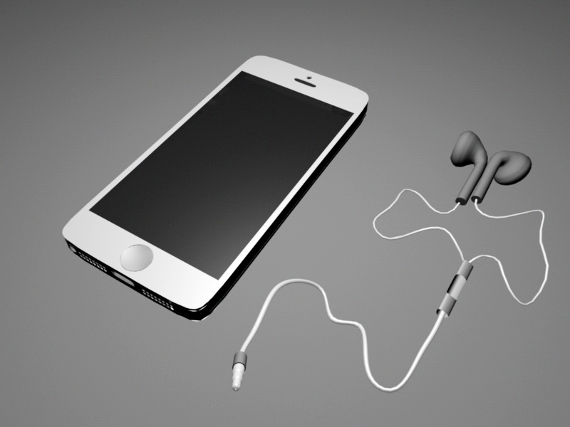 iPhone 5 and Headset 3d model download — 3D model download