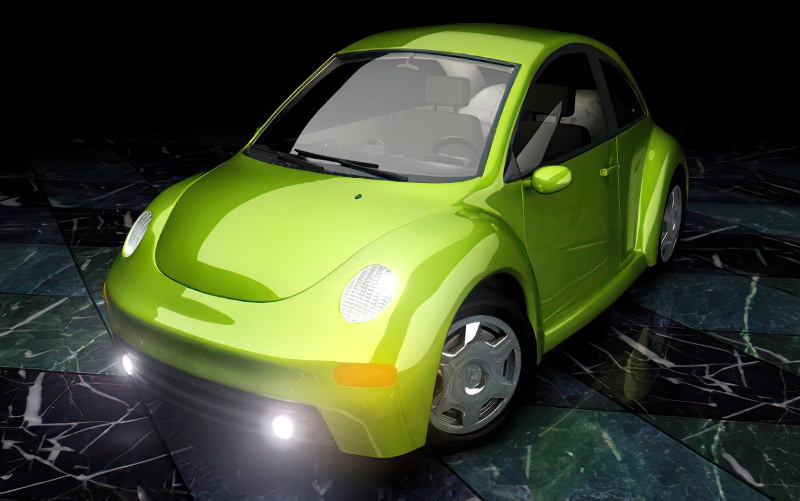 Lime Green VW Beetle 3d model download — 3D model download