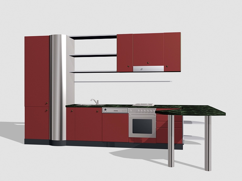 Small Studio Apartment Kitchen 3d model download — 3D model download