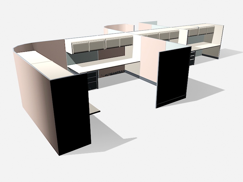 Modern Office Cubicles 3d model download — 3D model download