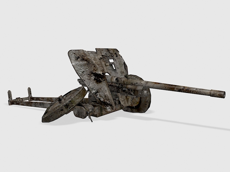 Destroyed Anti-tank Gun 3d model download — 3D model download