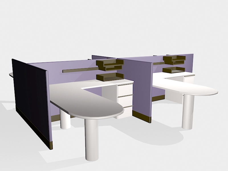 Small Office Cubicles 3d model download — 3D model download