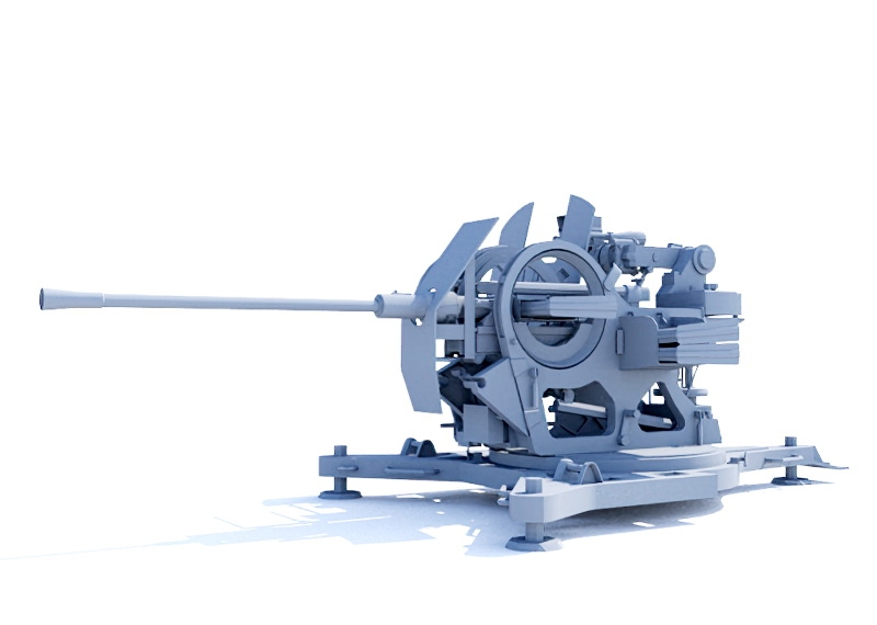 German 20mm Flak 38 Anti-aircraft Gun 3d model download — 3D model download