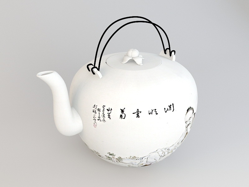 Vintage Chinese Teapot 3d model download — 3D model download