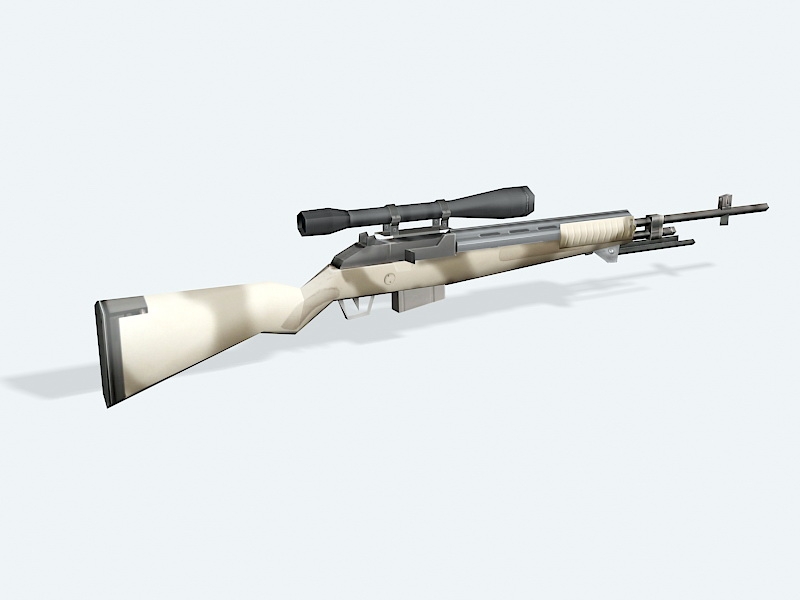 Desert Camo Sniper Rifle Low Poly 3d model download — 3D model download