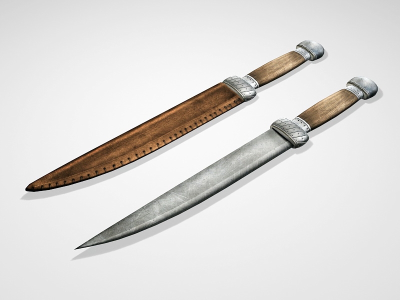 Old Knife with Scabbard 3d model download — 3D model download
