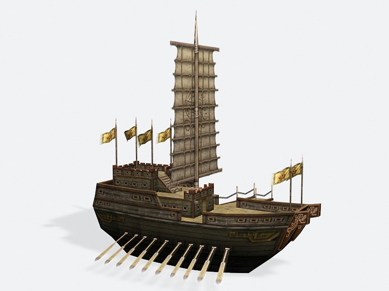 Ancient Chinese Galleon Ship 3d model download — 3D model download