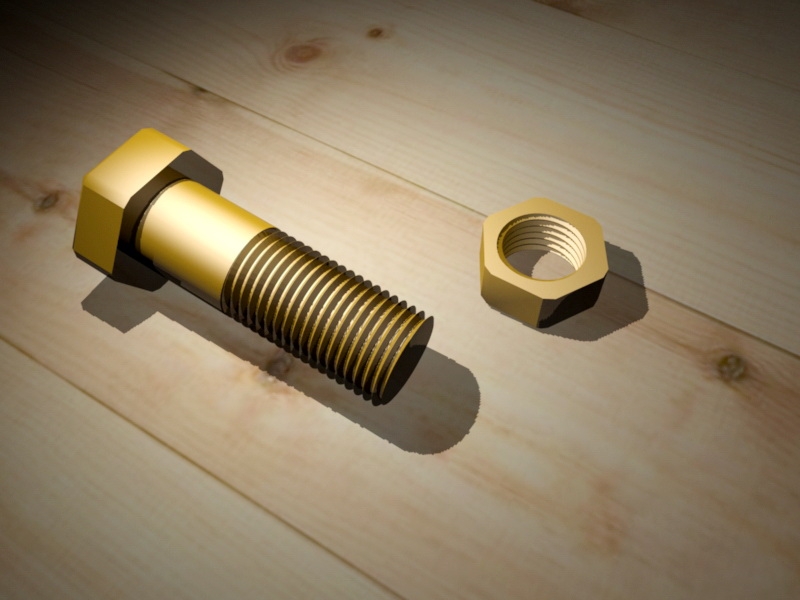 Nut and Bolt Fastener 3d model download — 3D model download