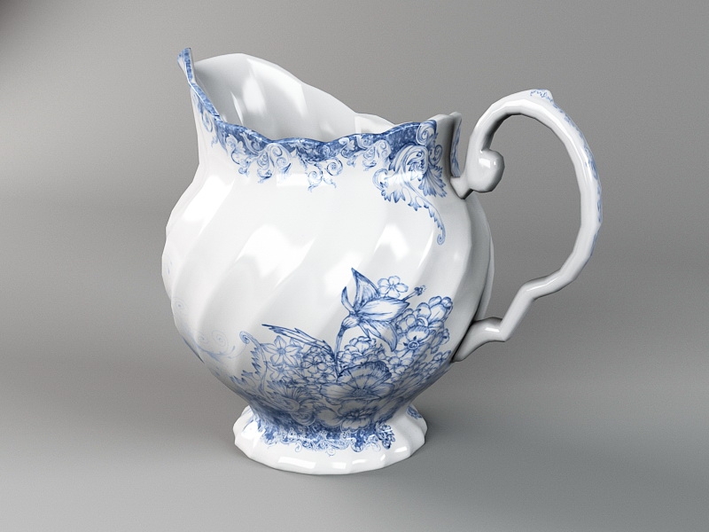 Blue China Milk Pot 3d model download — 3D model download