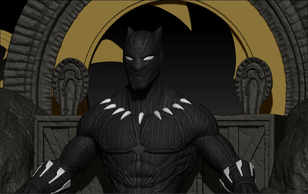 Black Panther on Throne — 3D model download