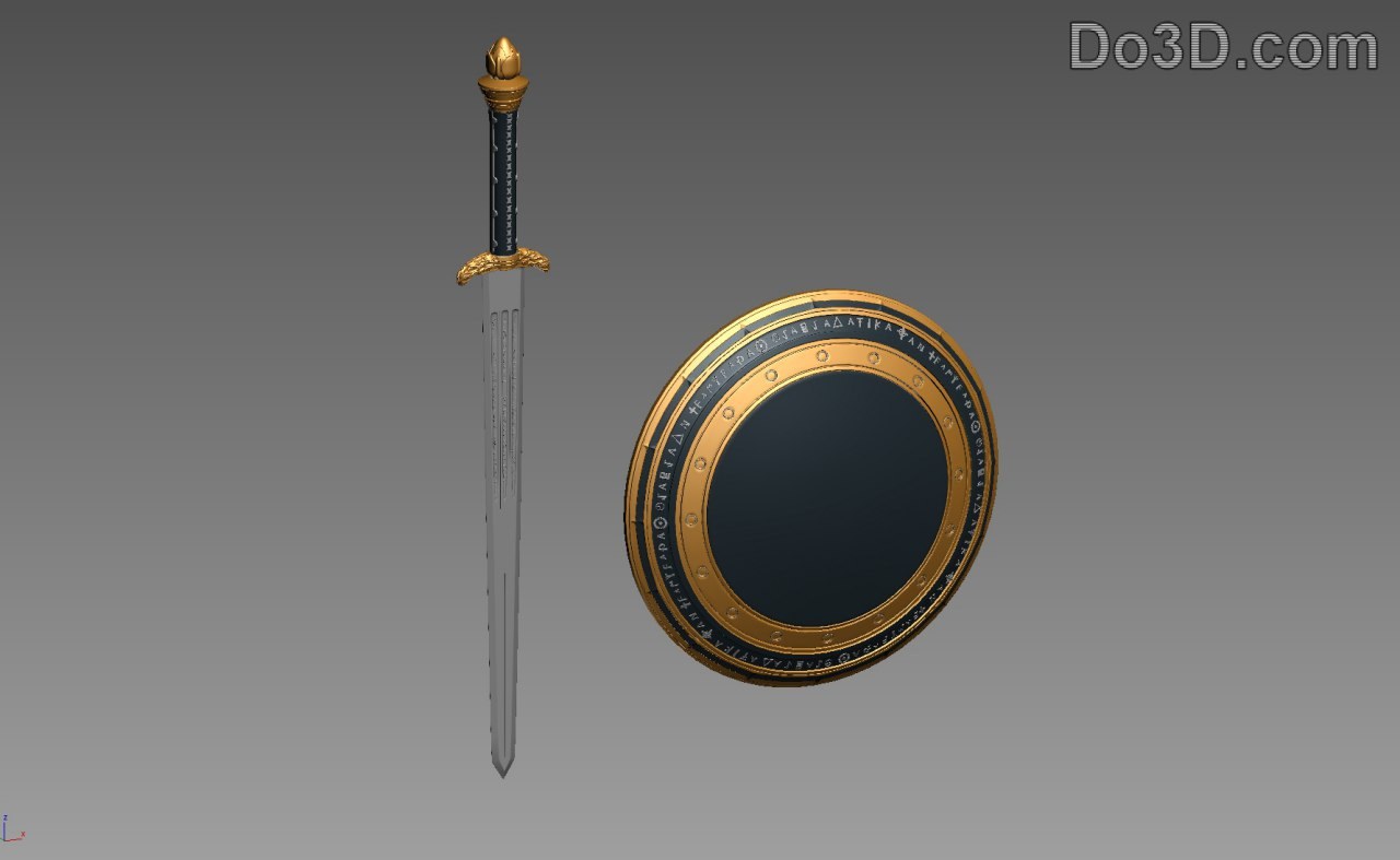 Wonder Woman Shield and Sword DO3D — 3D model download