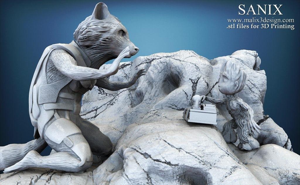 Rocket and Groot Diorama — 3D model download