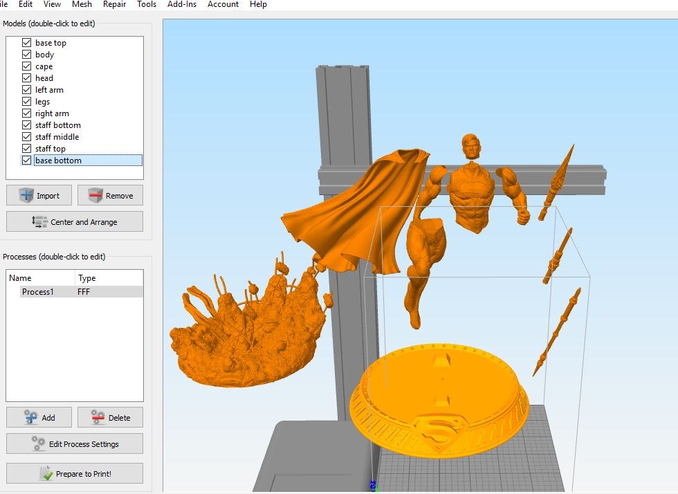 Superman Statue split and keyed — 3D model download