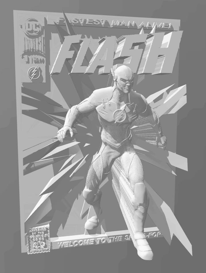 The Flash 3D Comic Book Cover — 3D model download