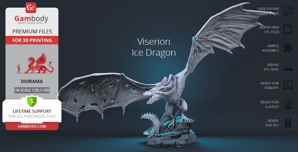 Viserion Ice Dragon — 3D model download