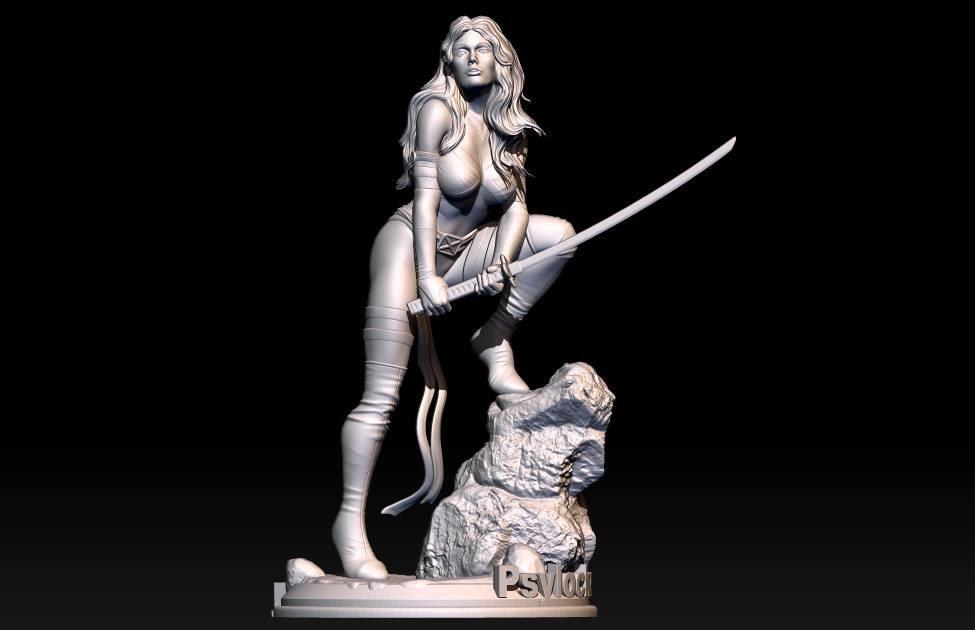Psylocke on Rock — 3D model download