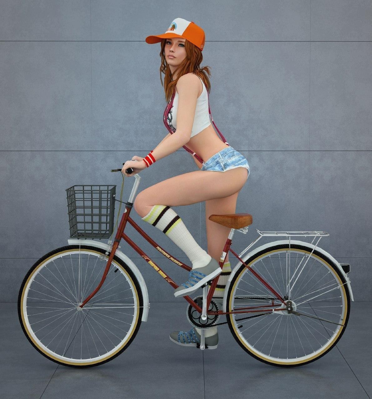 Girl on Bike — 3D model download