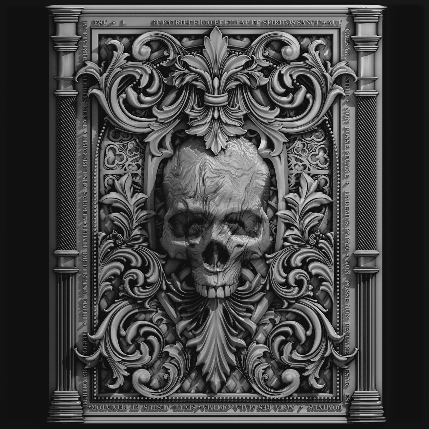 Skull in Victorian Frame — 3D model download