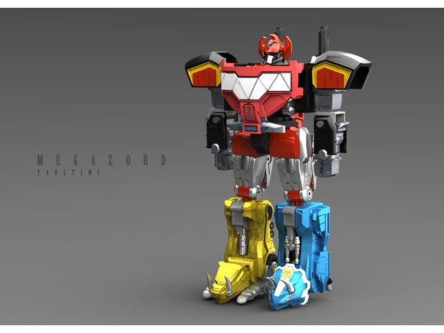 [ power rangers MEGAZORD YELLOW sabertooth tiger — 3D model download