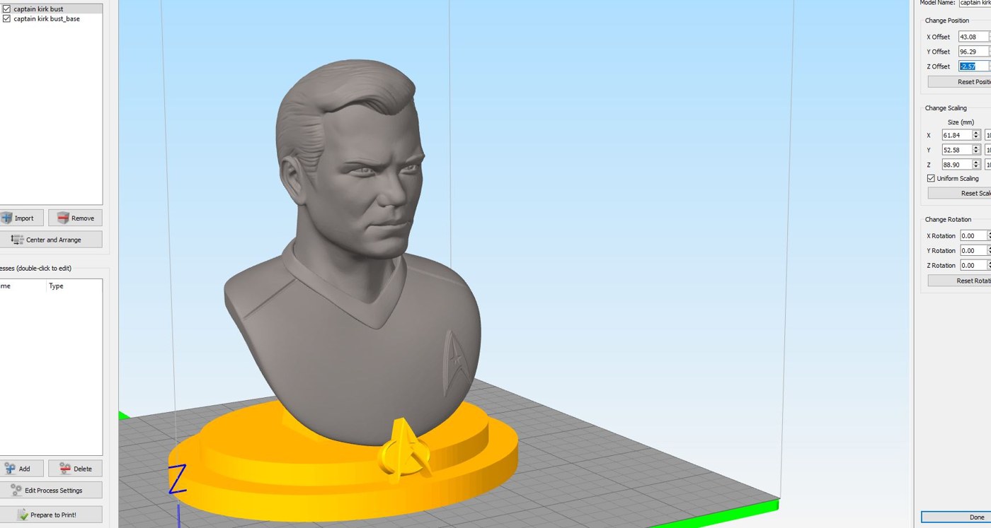 Captain Kirk William Shatner Bust With Base — 3D model download