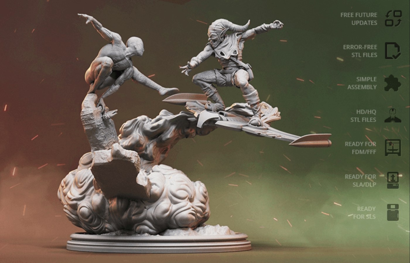 Spider vs Green Goblin — 3D model download