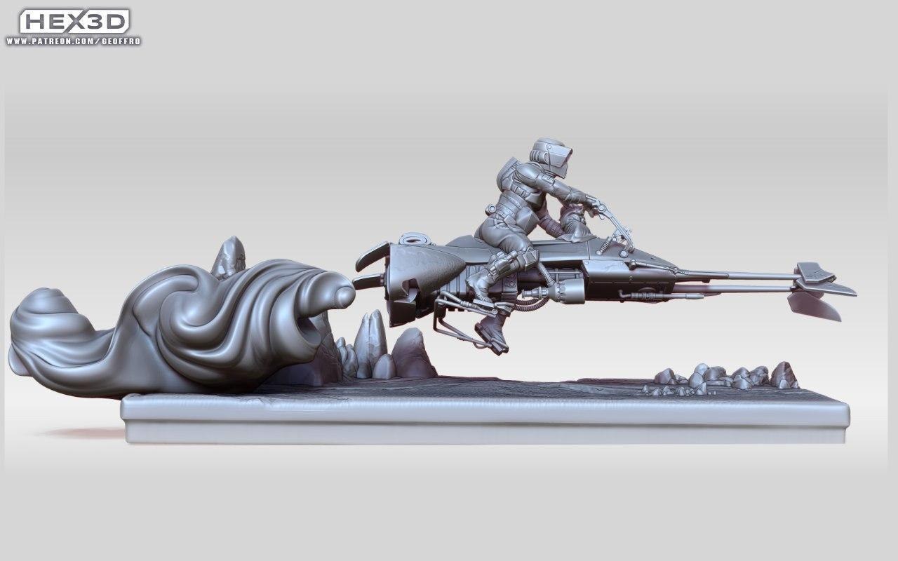 Hex3D Speederbike Diorama — 3D model download
