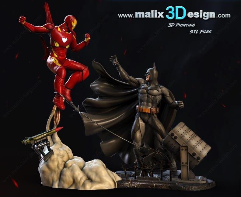 Batman vs Ironman Diorama — 3D model download