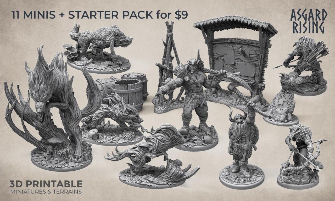 Asgard Rising May 2020 - Chieftain Warband — 3D model download