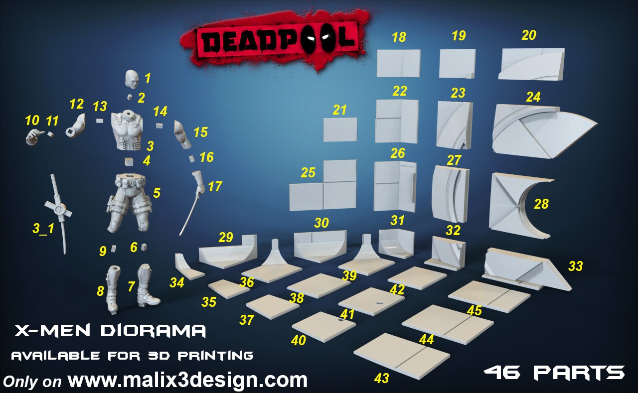 Deadpool Wolverin Diorama Malix3d — 3D model download
