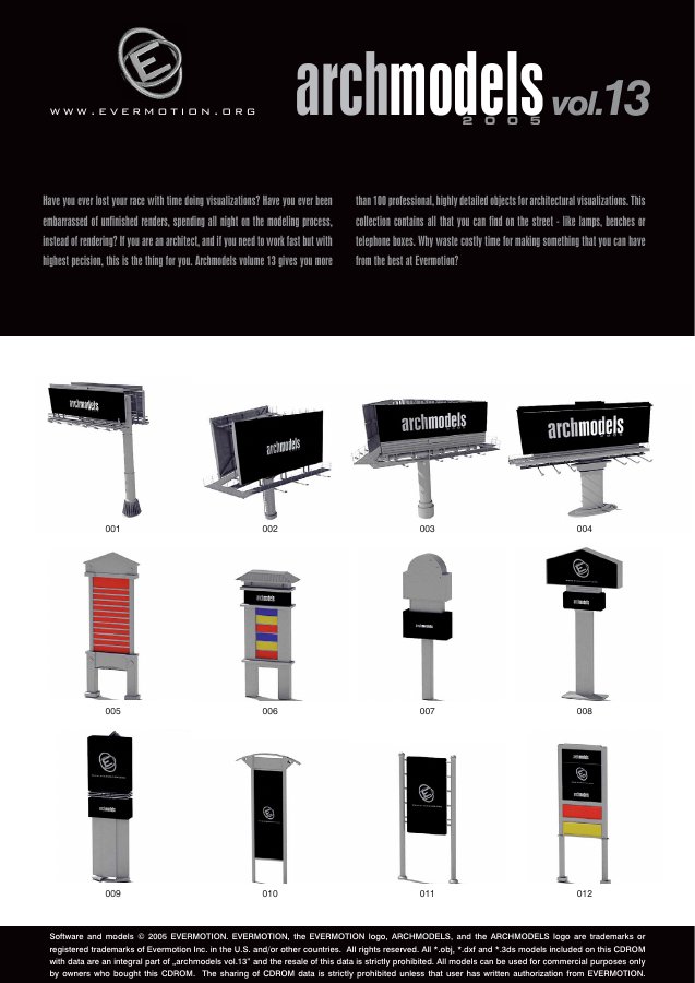 Archmodels Vol. 013 catalogue first page