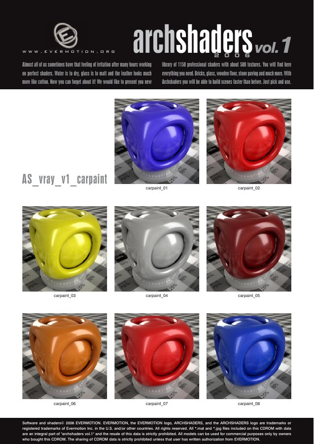Archshaders Vol. 001 catalogue first page
