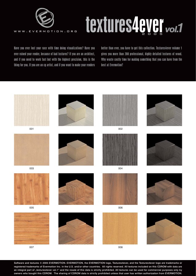 Textures4ever Vol. 001 catalogue first page